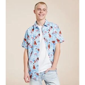 Coors Light Beer Ice Print Button Up Short Sleeve Shirt‎ Men's Size S